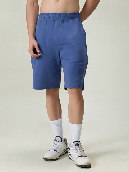 Blue Cotton Leisure Shorts