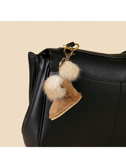 SALTY Winter Solid Leather Shoe Pom Bag Charm