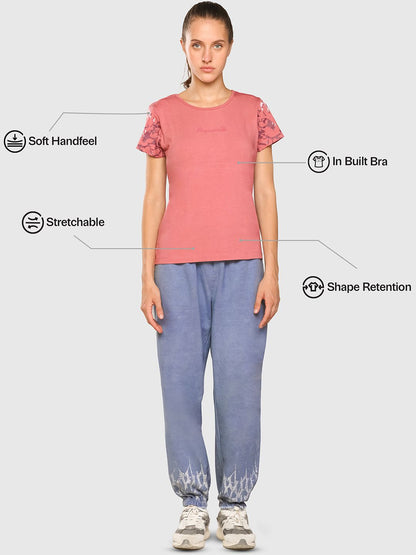 Women Abstract Printed Round Neck T-shirt