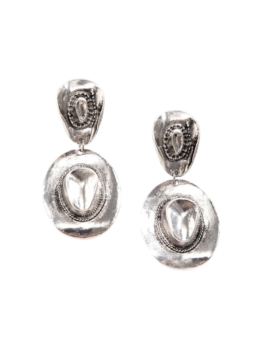 Silver-Plated Oval Chunky Drop Earrings