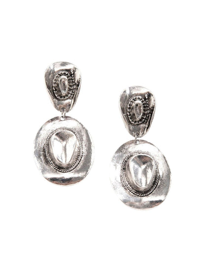 Silver-Plated Oval Chunky Drop Earrings
