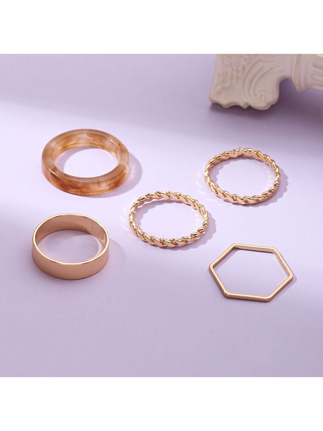 SALTY Set Of 5 Lushy Mushy Stylish Adjustable Finger Ring