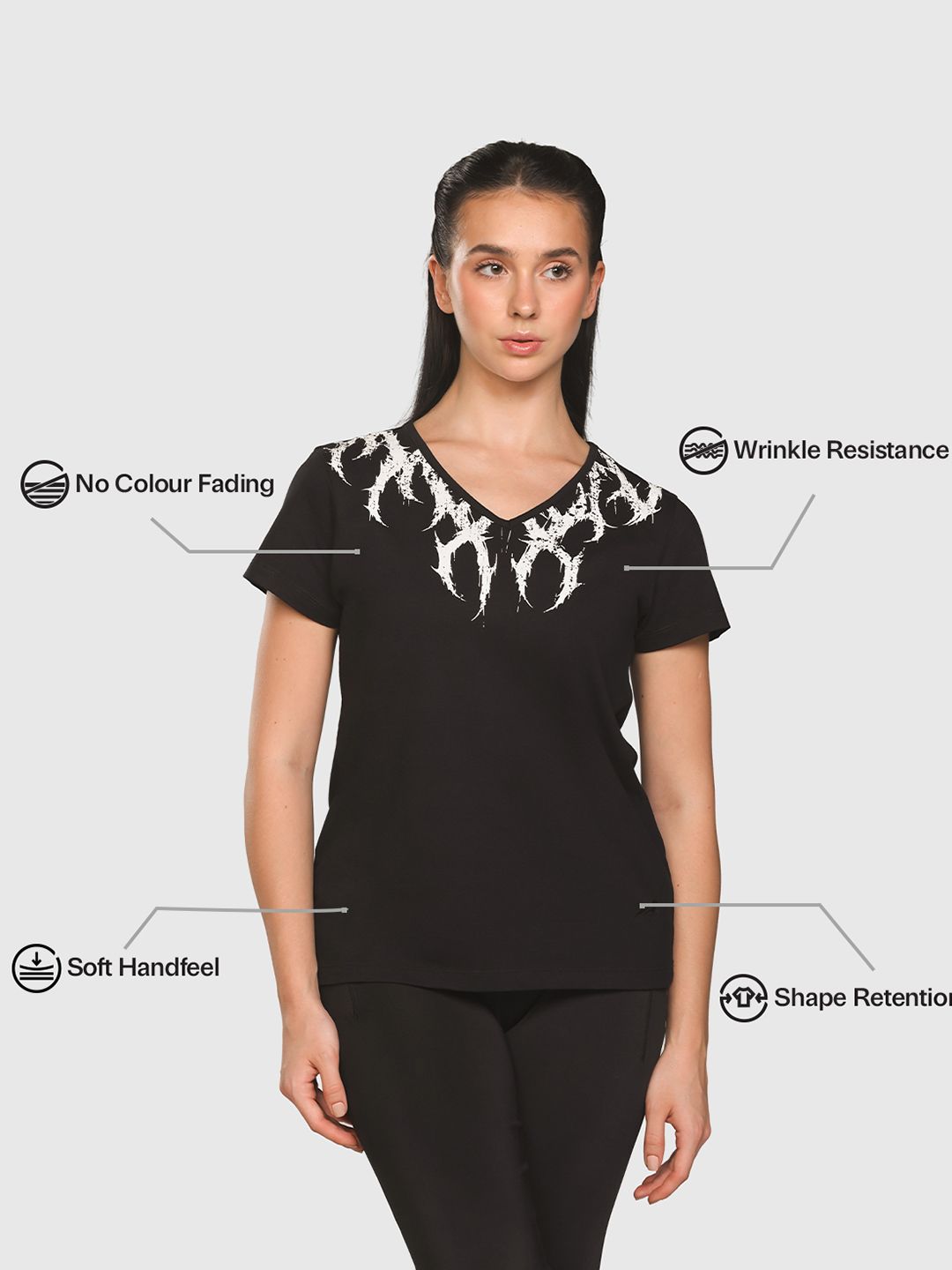 Aura Printed V-Neck Cotton T-shirt