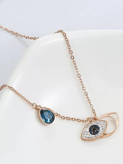 SALTY Set Of 2 Artificial Stones-Studded Evil Eye & Sapphire Necklaces
