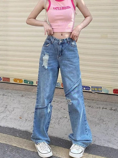 Women Relaxed Fit Mid-Rise Mildly Distressed Light Fade Jeans