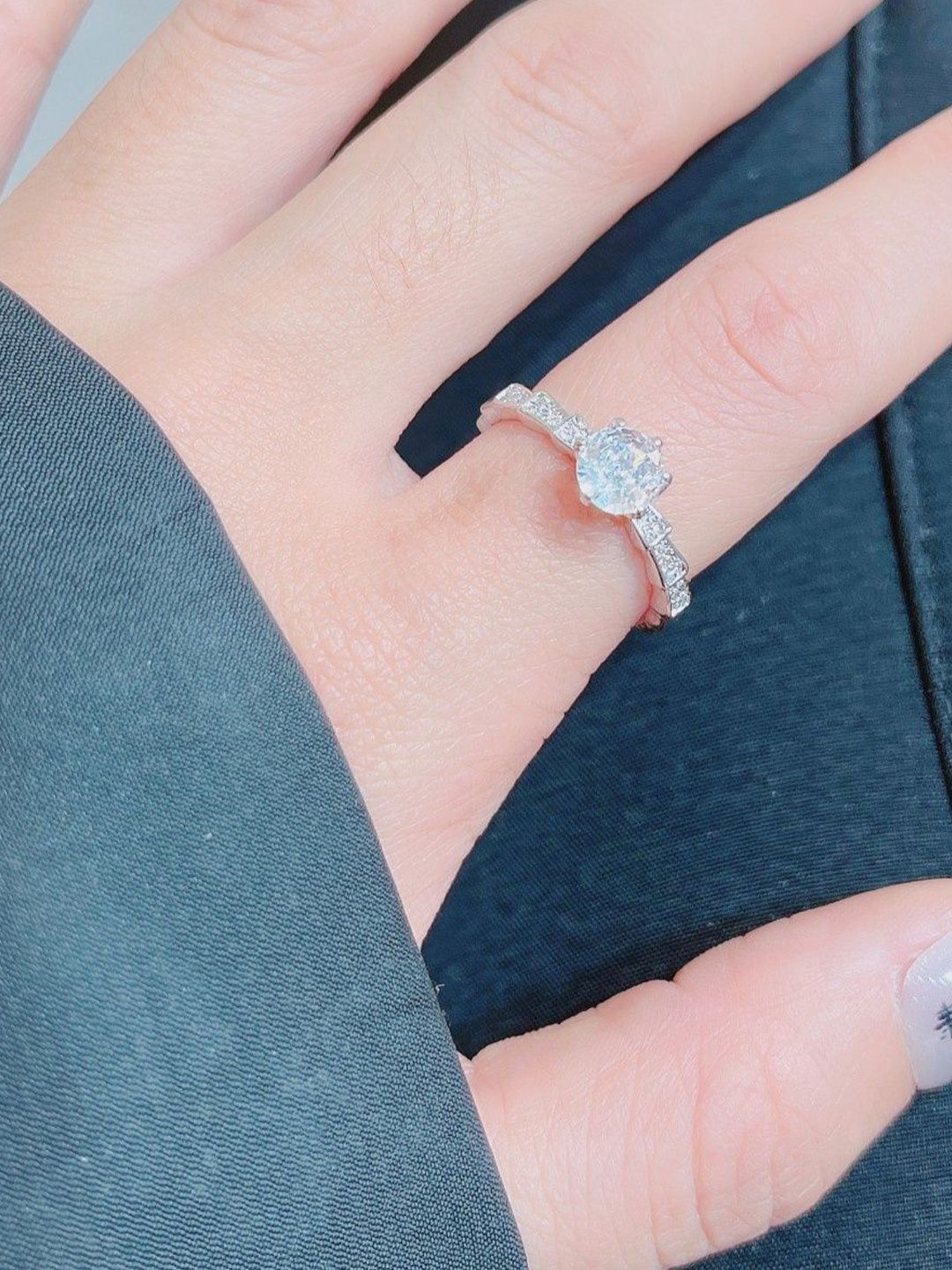 SALTY Silver Diamond Stone Studded Ring For Women & Girls