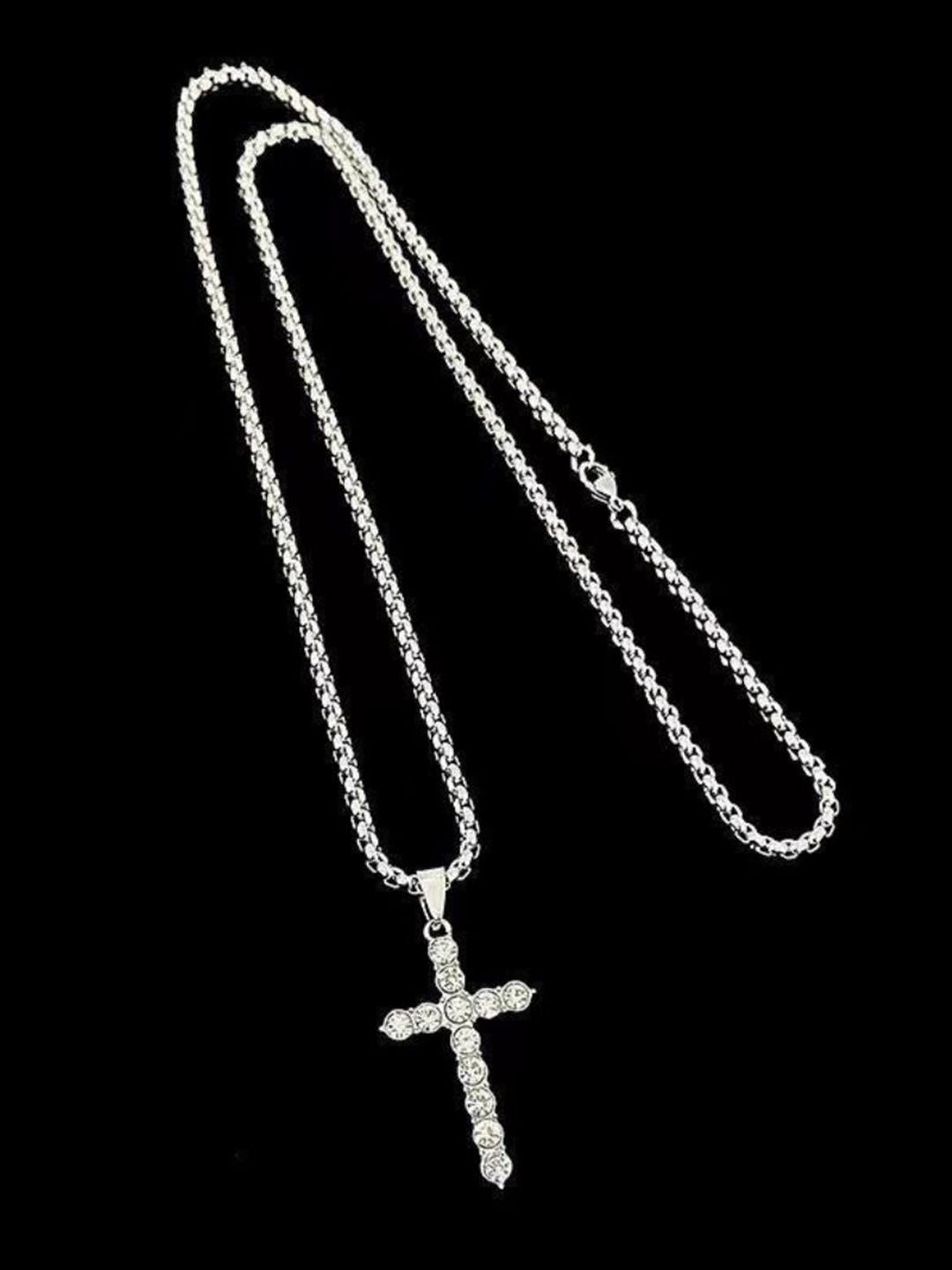 SALTY Set Of 2 Men Jesus Love & Cross Pendant Chain