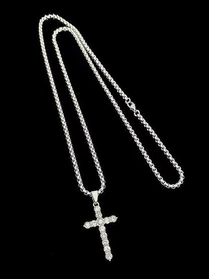 SALTY Set Of 2 Men Jesus Love & Cross Pendant Chain