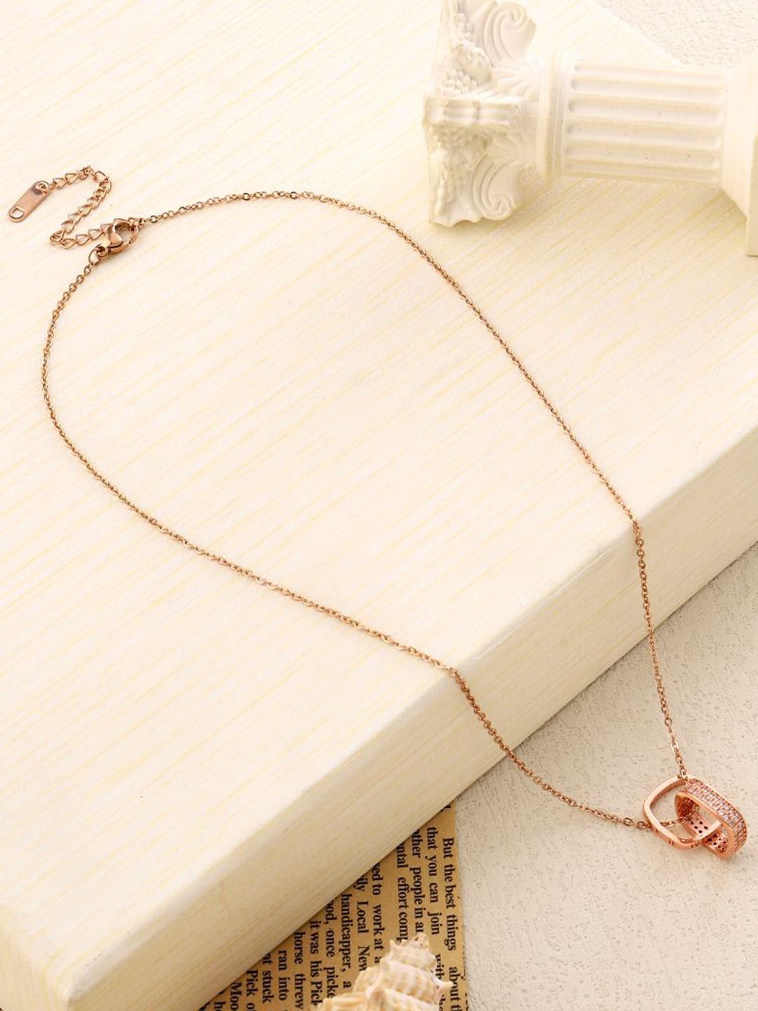 SALTY Rose Gold-Plated Stainless Steel Contemporary Pendants With Chains