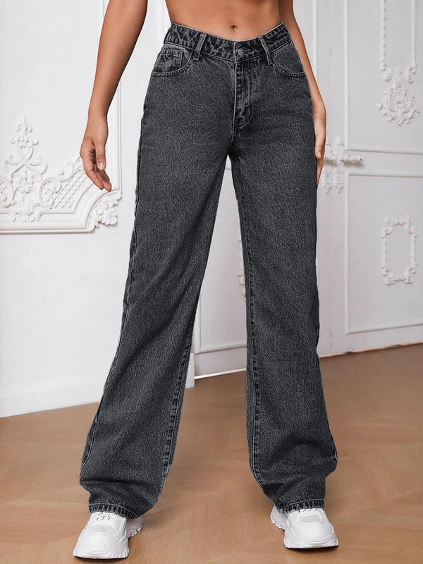 Women Straight Fit High-Rise Mildly Distressed Stretchable Jeans
