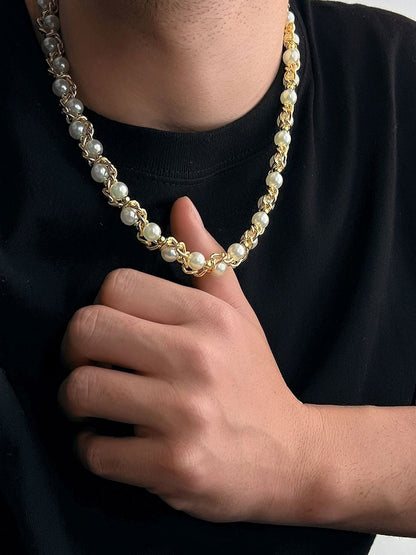 Gold-Plated Pearls Beaded Minimal Necklace