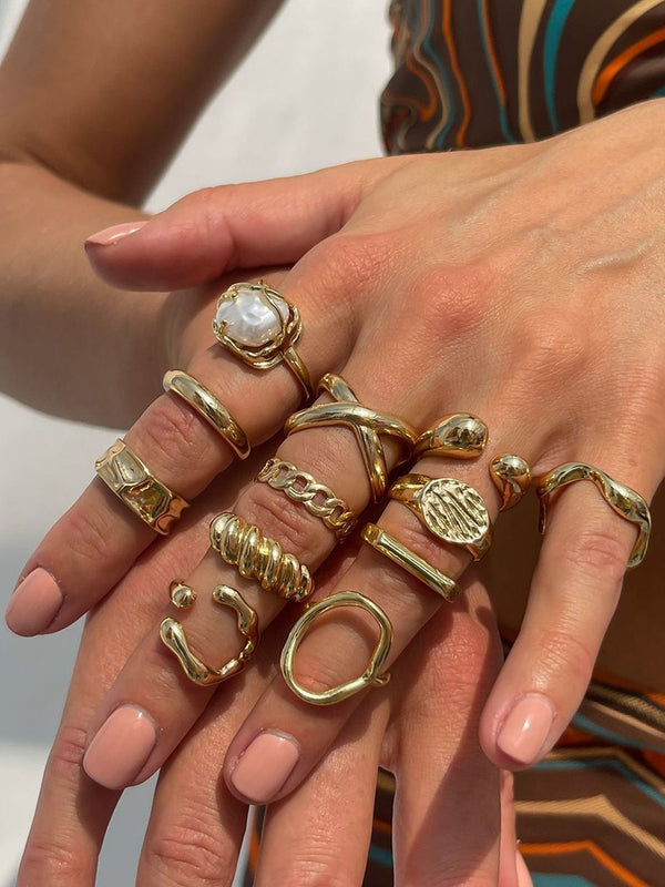 Set Of 12 Silver-Plated Finger Ring