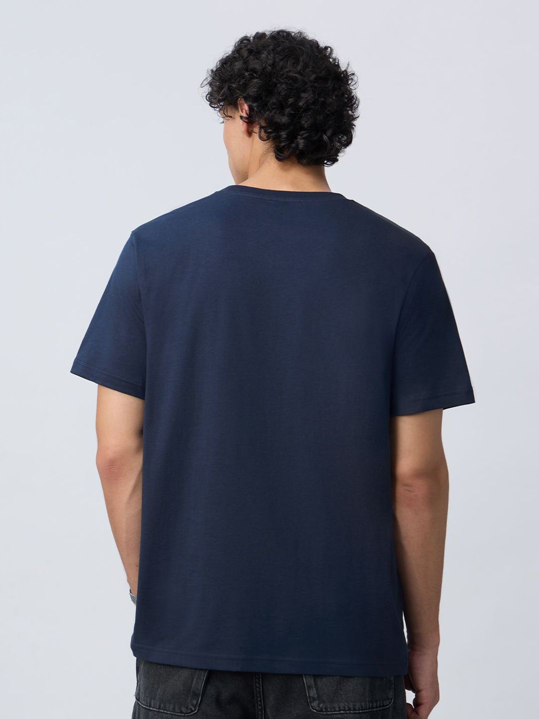 Men Relaxed Fit Printed Navy Blue T-Shirts