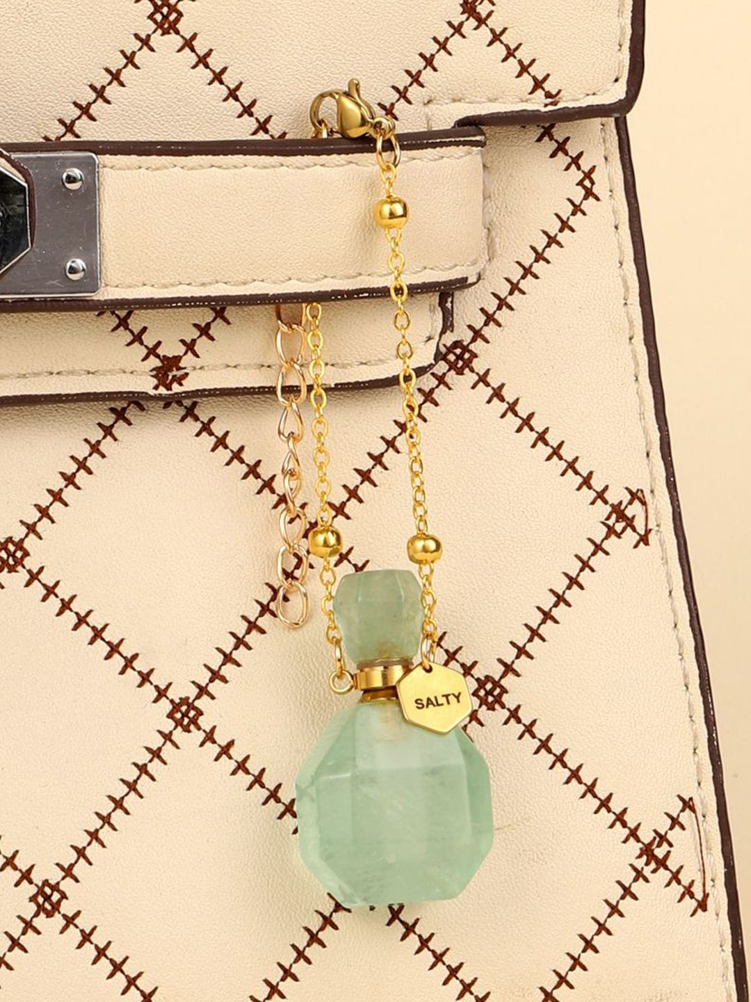 SALTY Women Prasiolite Perfume Bottle Charm Bracelet