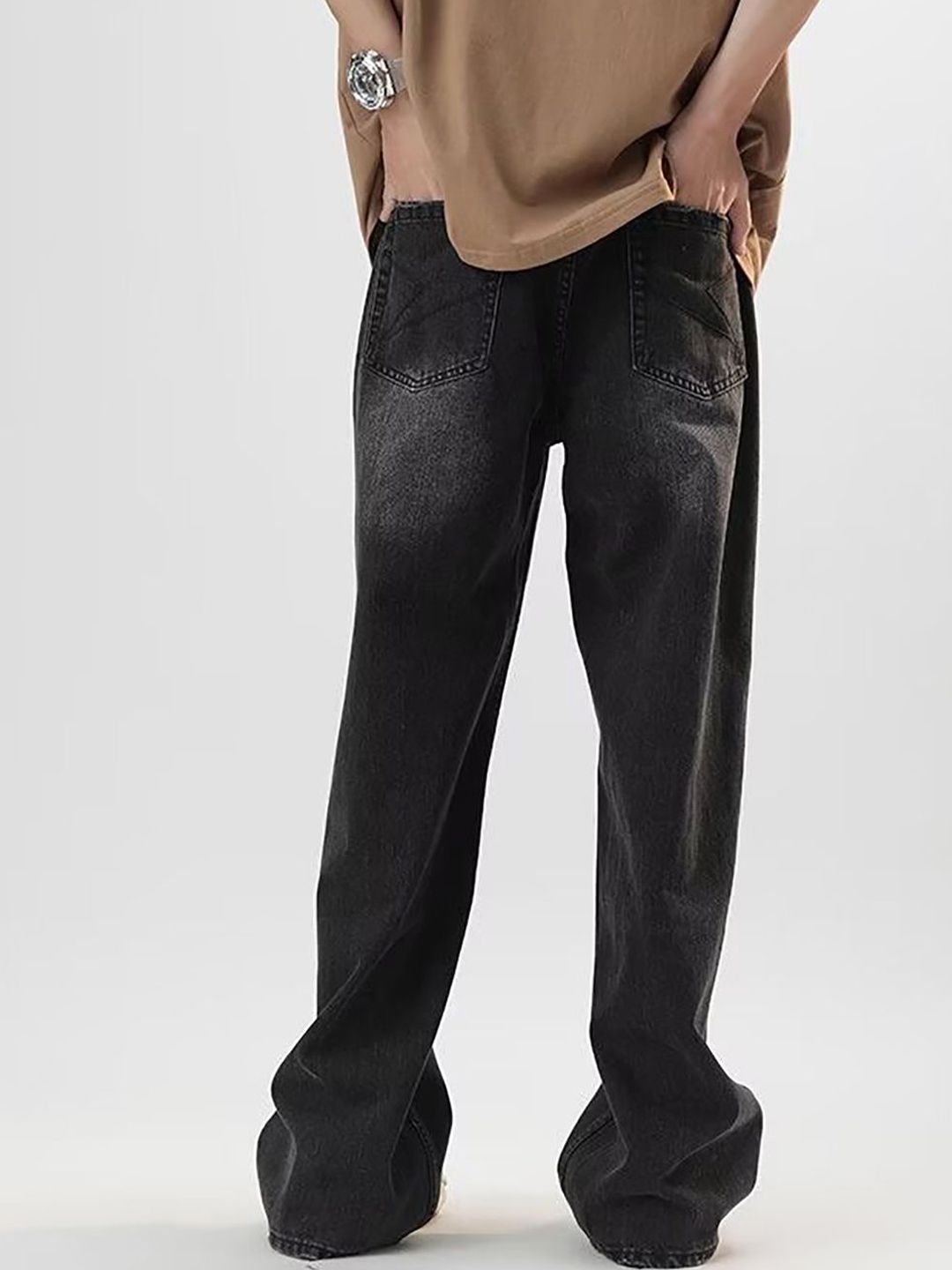 Men Wide Leg Light Fade Jeans