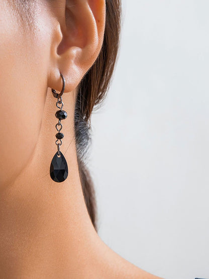 Silver-Plated Teardrop Shaped Drop Earrings