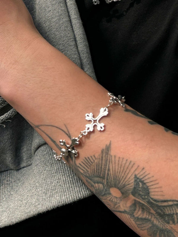 Men Antique Silver-Plated Link Bracelet