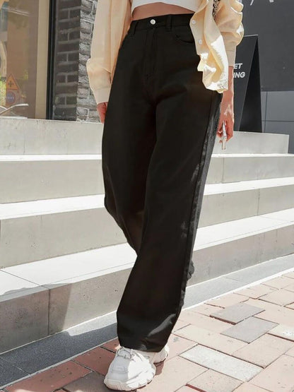 Women Cotton Straight Fit High-Rise Jeans