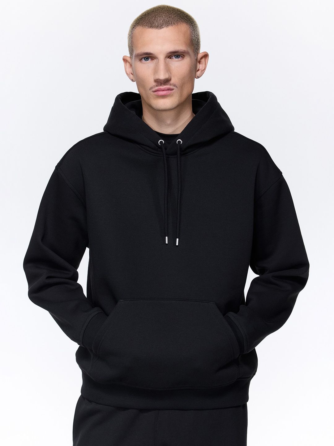 Men Black Relaxed Fit Hoodie
