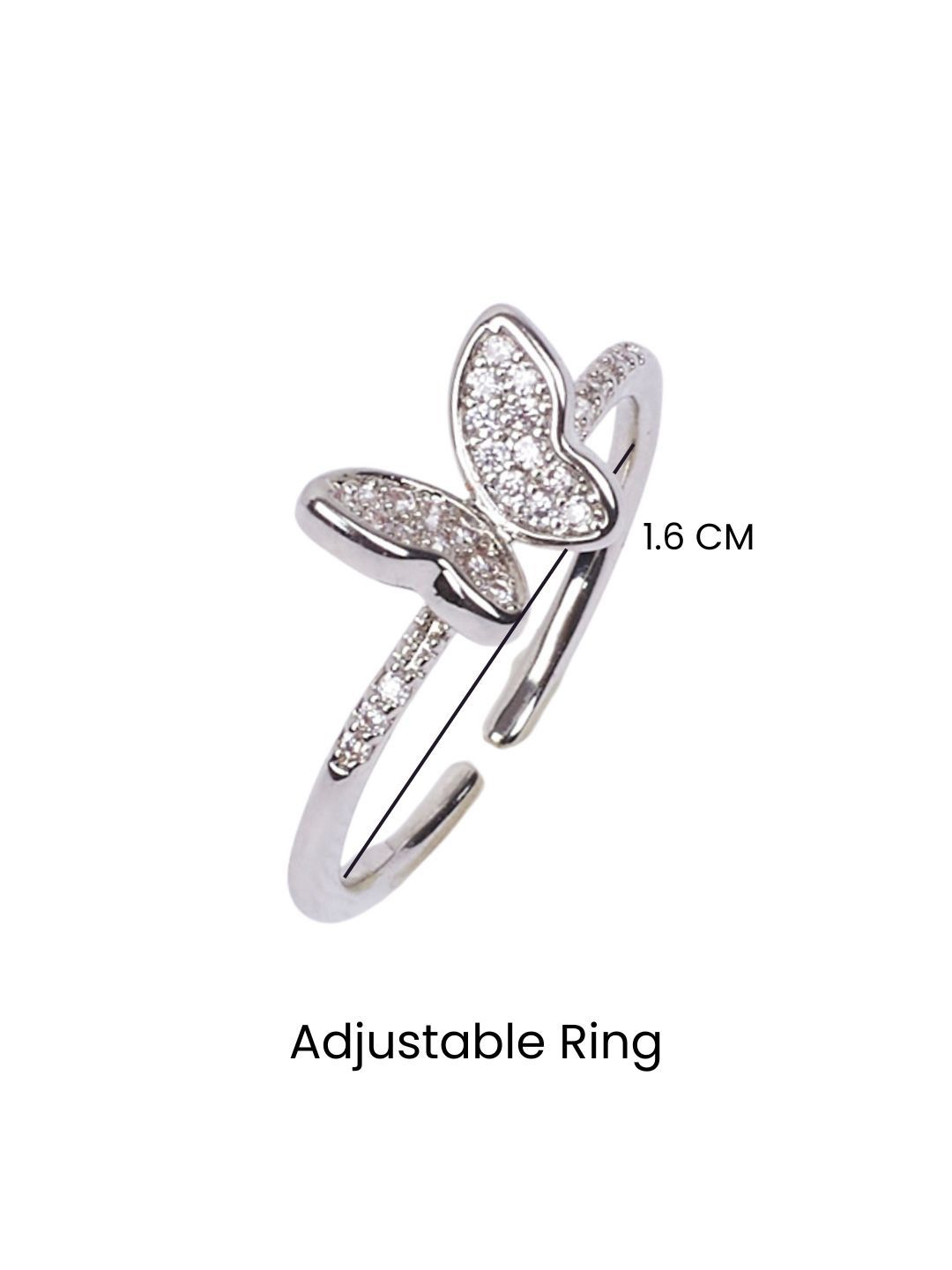 SALTY Pack of 2 Women Hollis Studded Butterfly Silver Ring