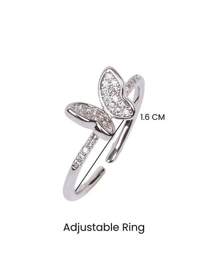 SALTY Pack of 2 Women Hollis Studded Butterfly Silver Ring