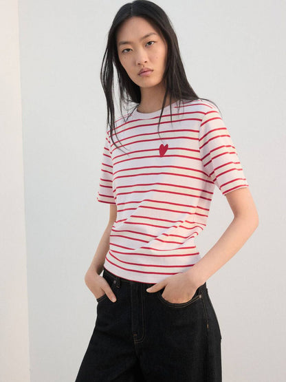 Women Striped Pure Cotton T-shirt