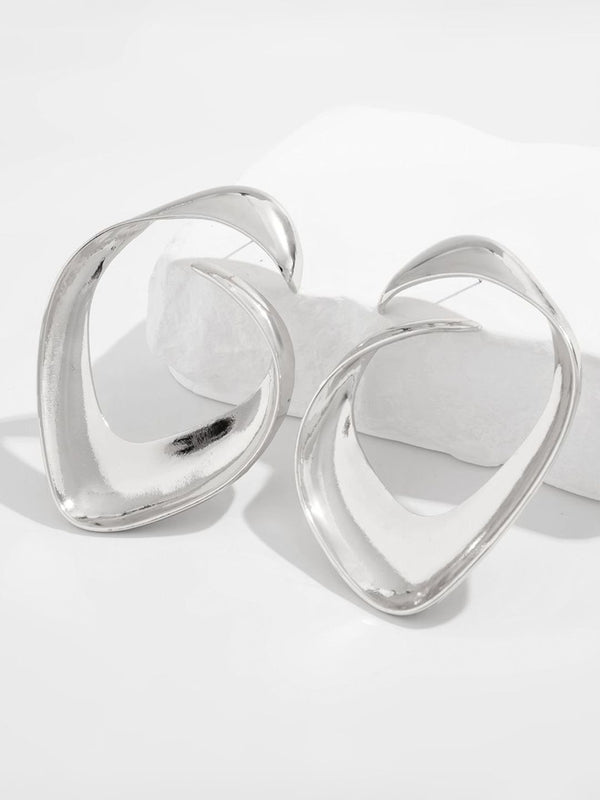 Silver-Plated Contemporary Drop Earrings