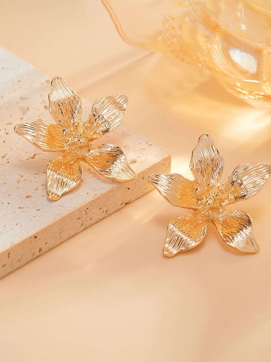 Gold-Plated Floral Drop Earrings