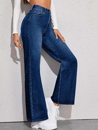 Women Flared High-Rise Clean Look No Fade Jeans