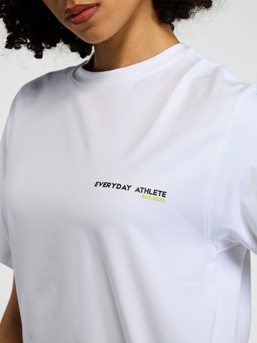 Women White Courtside Oversized Printed Cotton-Spandex Tee