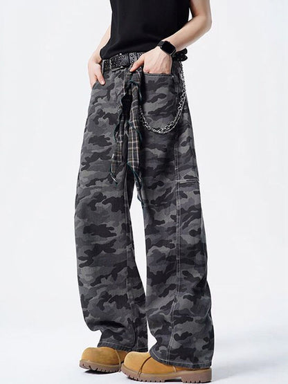 Men Wide Leg Mid-Rise Jeans