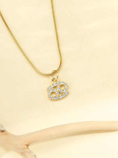 SALTY Set Of 2 Stones-Studded Cancer & Taurus Pendant With Chain