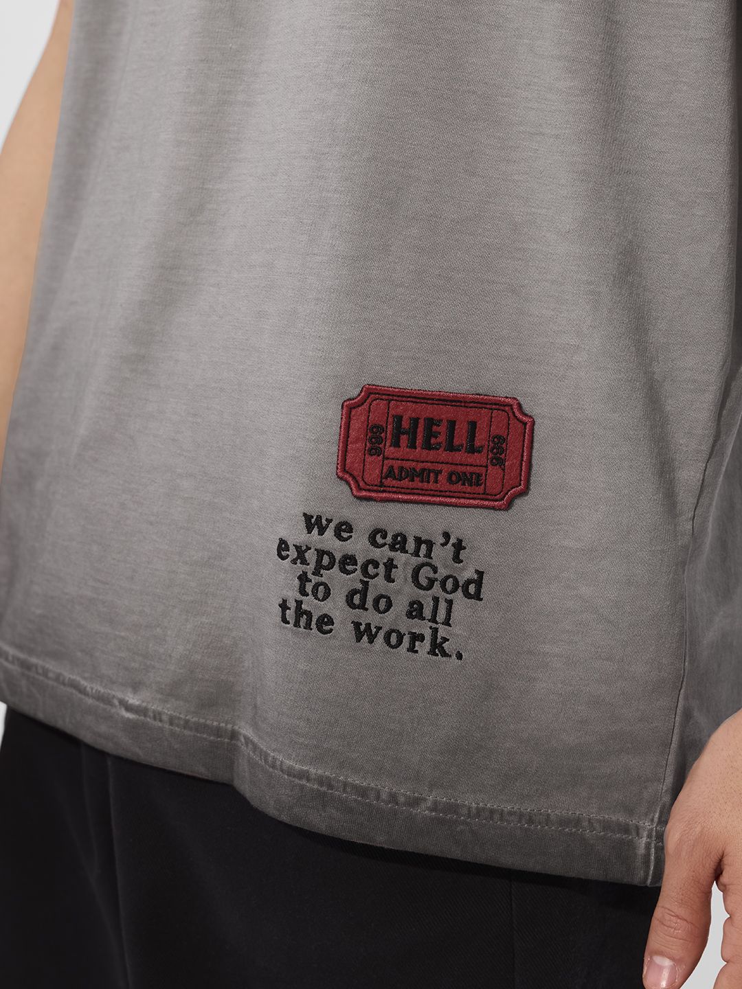 Men Printed Grey Cotton Oversized Fit T-Shirts