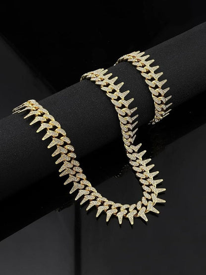 SALTY Men Stainless Steel Stone Studded Necklace With Bracelet Set