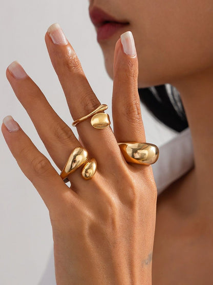 Set of 3 Gold-Plated Finger Ring