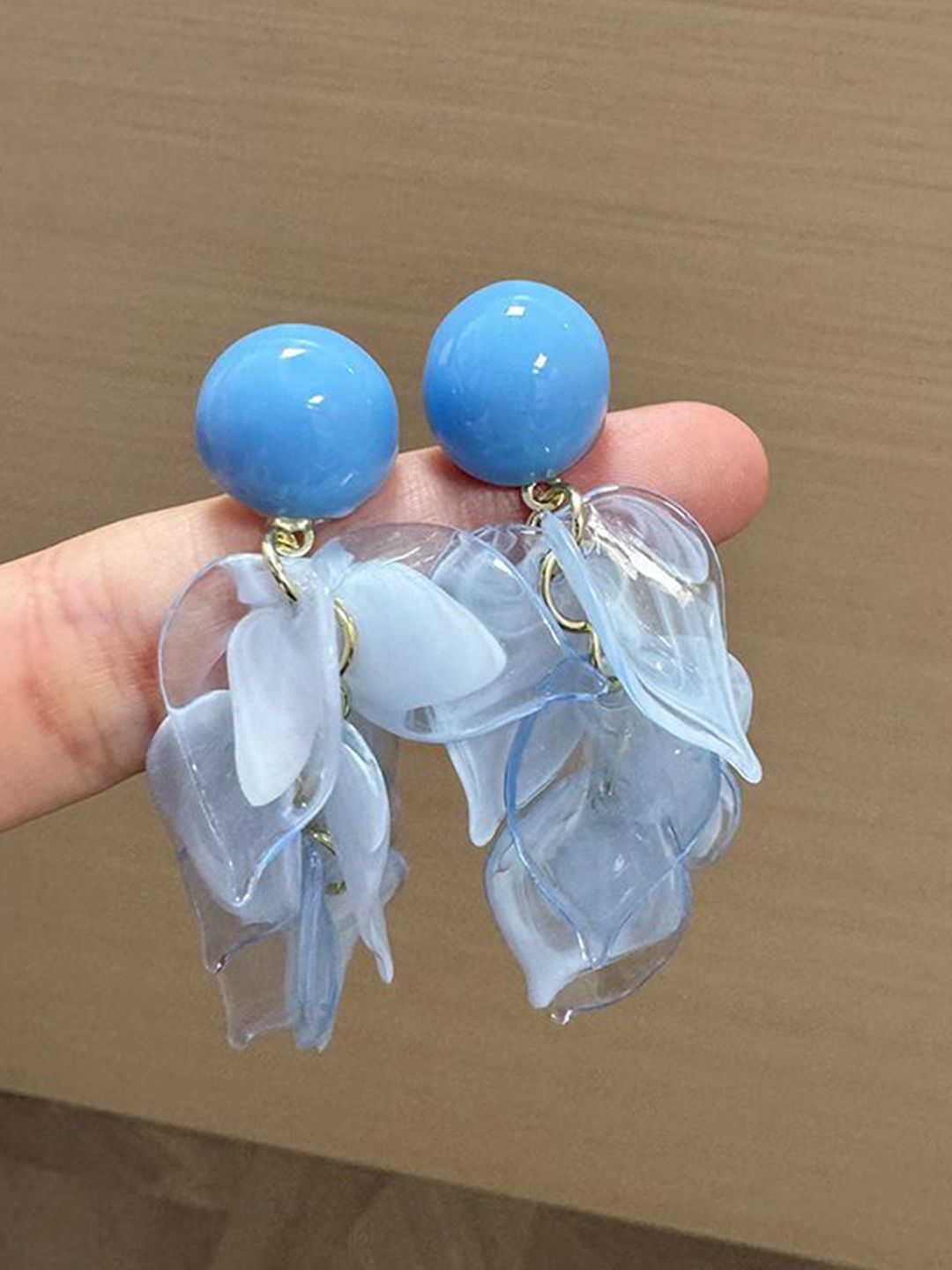 Artificial Beads Beaded Leaf Shaped Drop Earrings