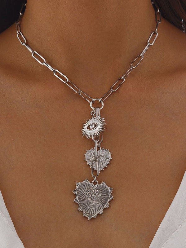Silver-Plated Link Chains Statement Necklace