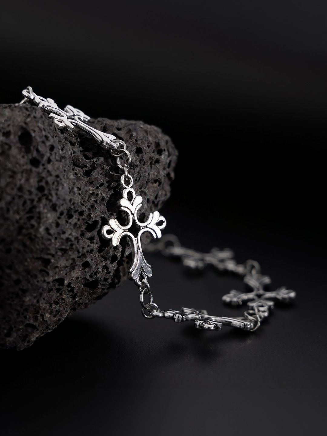 Men Antique Silver-Plated Link Bracelet