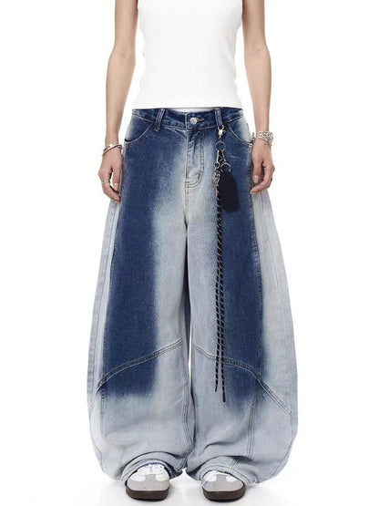 Women Wide Leg Mid-Rise Heavy Fade Jeans