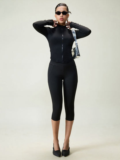 Women Black Sculpt Capri