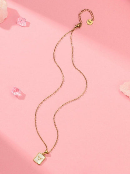 SALTY Gold & White Sign of the Stars Zodiac Taurus Pendant With Chain