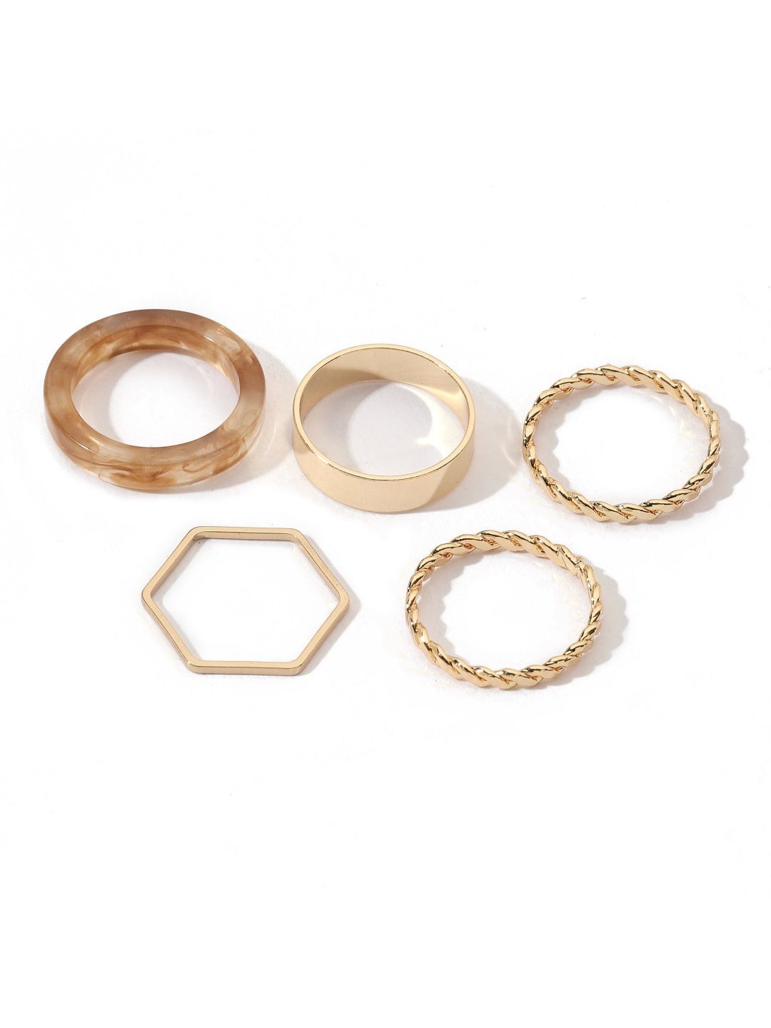 SALTY Set Of 5 Lushy Mushy Stylish Adjustable Finger Ring