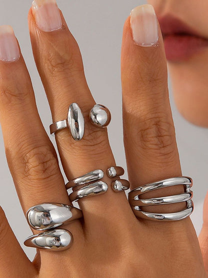 Set of 4 Silver-Plated Finger Ring