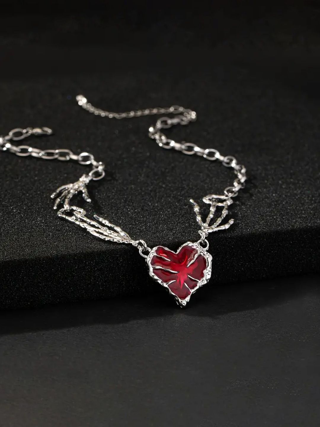 SALTY Forbidden Love Stones Studded Heart Charm Necklace