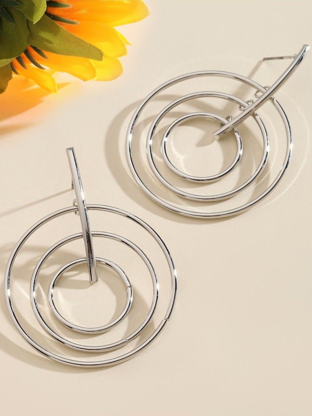 SALTY Silver-Plated Contemporary Drop Earrings
