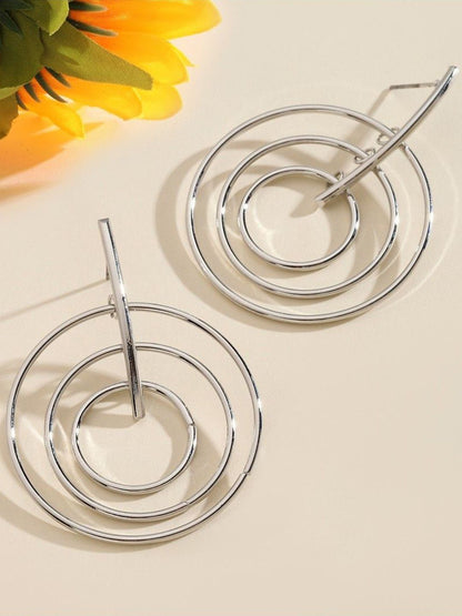 SALTY Silver-Plated Contemporary Drop Earrings