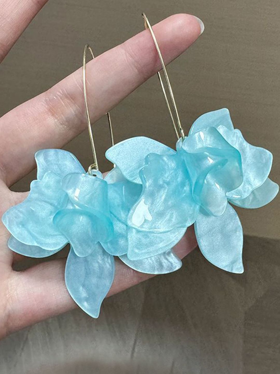 Gold Plated Floral Shaped Drop Earrings