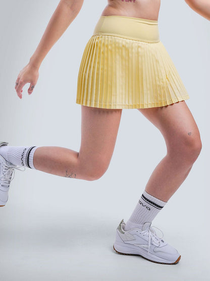 Women Butter Yellow Plie Pleated Skort