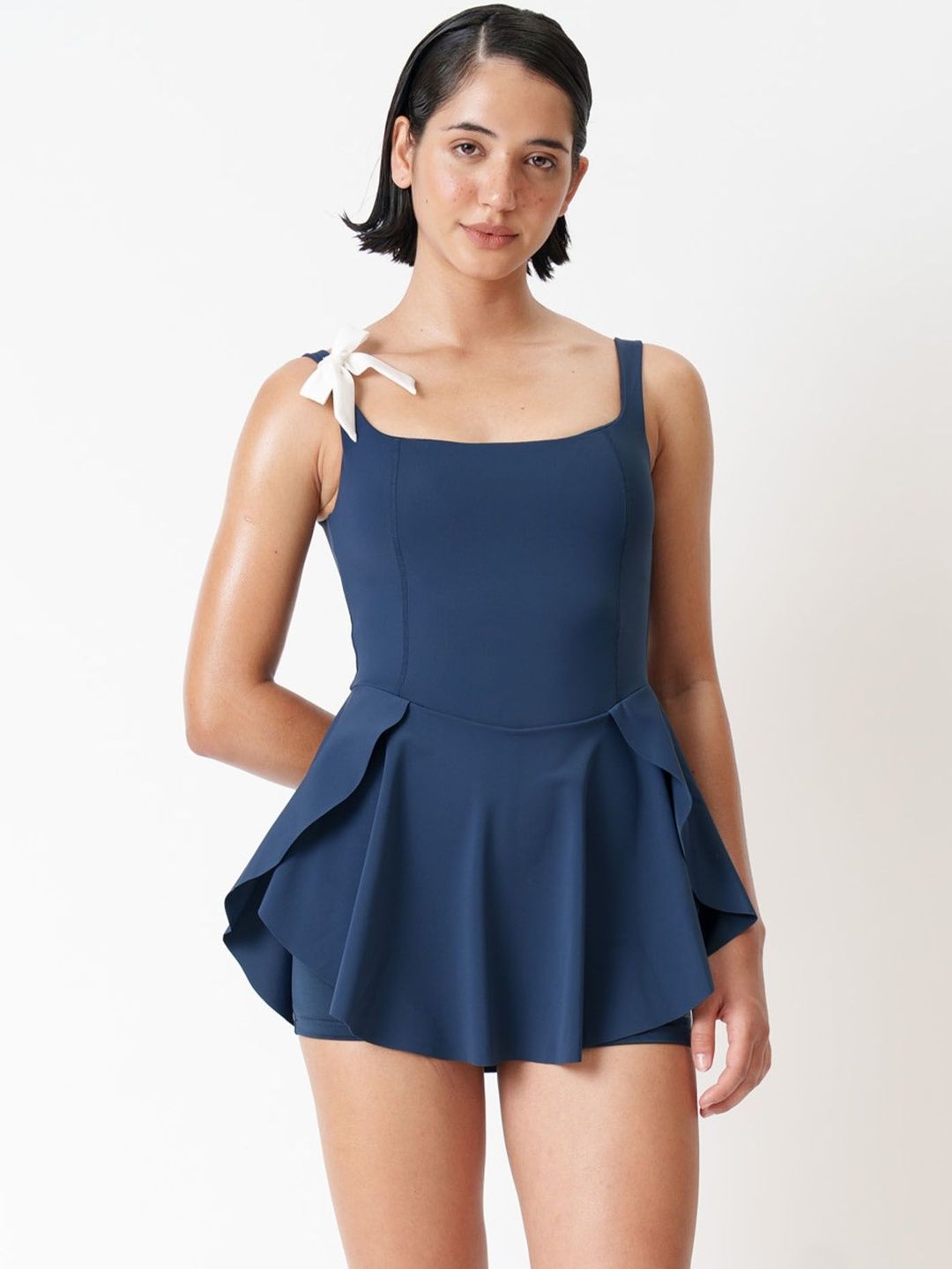 Navy Swirl Swim Dress
