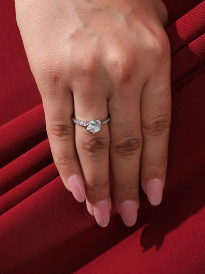 SALTY Round Solitaire Studded Ring For Women & Girls
